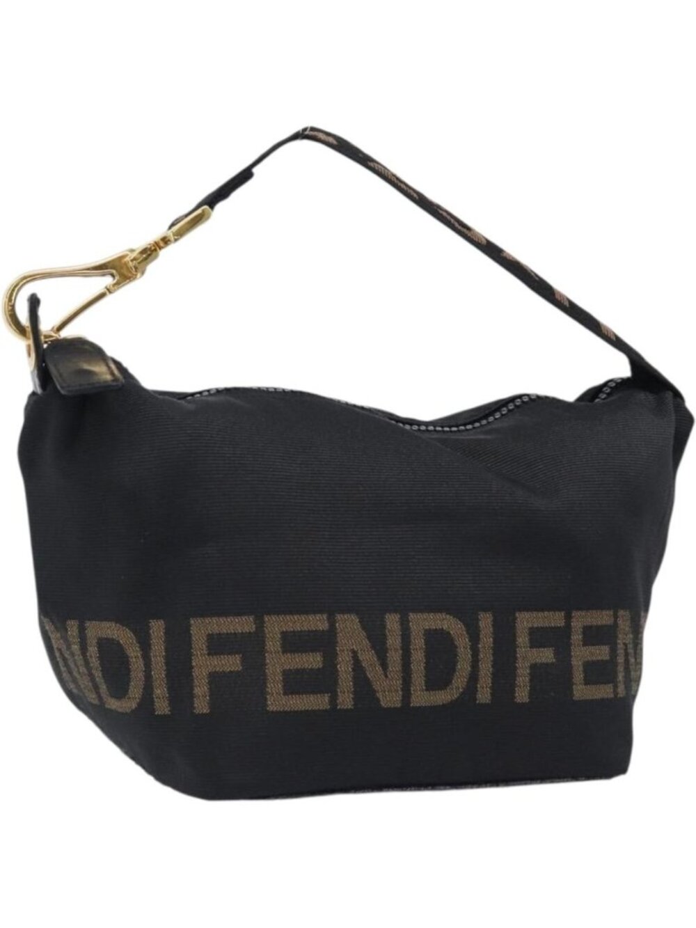 FENDI Zucca Canvas Hand Pouch Black Brown